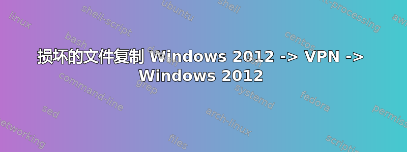 损坏的文件复制 Windows 2012 -> VPN -> Windows 2012