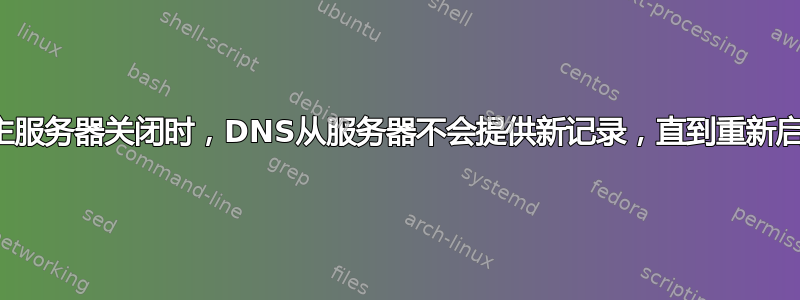 当主服务器关闭时，DNS从服务器不会提供新记录，直到重新启动