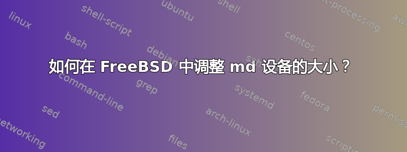 如何在 FreeBSD 中调整 md 设备的大小？