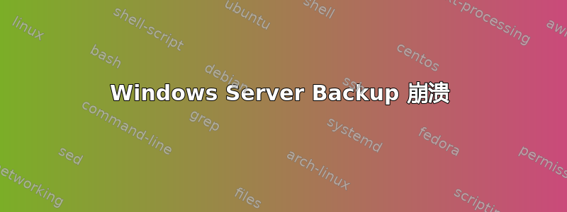 Windows Server Backup 崩溃