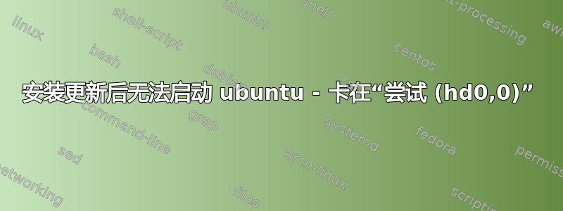 安装更新后无法启动 ubuntu - 卡在“尝试 (hd0,0)”