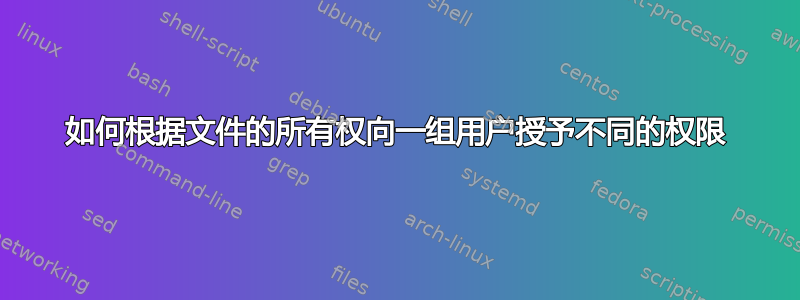 如何根据文件的所有权向一组用户授予不同的权限