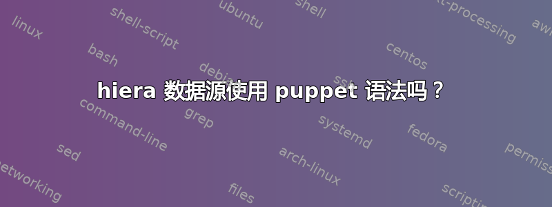 hiera 数据源使用 puppet 语法吗？