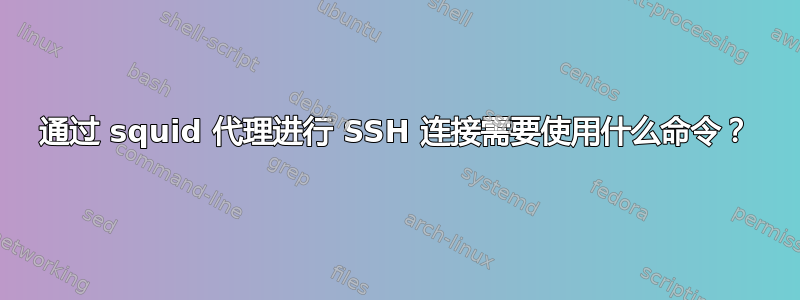 通过 squid 代理进行 SSH 连接需要使用什么命令？