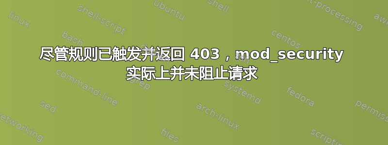 尽管规则已触发并返回 403，mod_security 实际上并未阻止请求