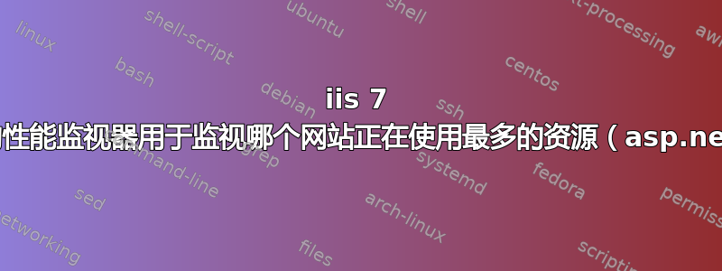 iis 7 中的性能监视器用于监视哪个网站正在使用最多的资源（asp.net）