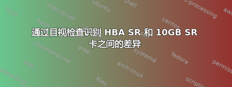 通过目视检查识别 HBA SR 和 10GB SR 卡之间的差异