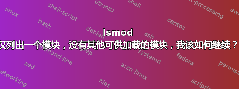 lsmod 仅列出一个模块，没有其他可供加载的模块，我该如何继续？