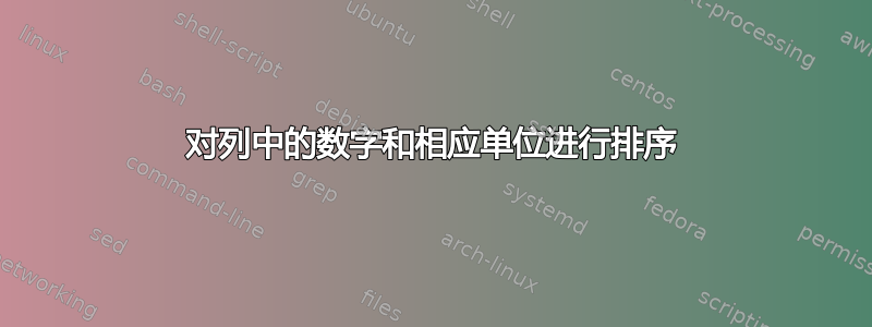 对列中的数字和相应单位进行排序