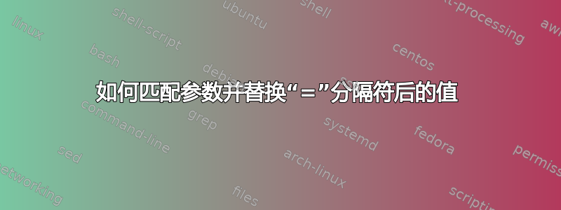 如何匹配参数并替换“=”分隔符后的值