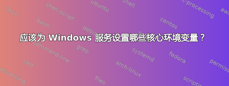 应该为 Windows 服务设置哪些核心环境变量？