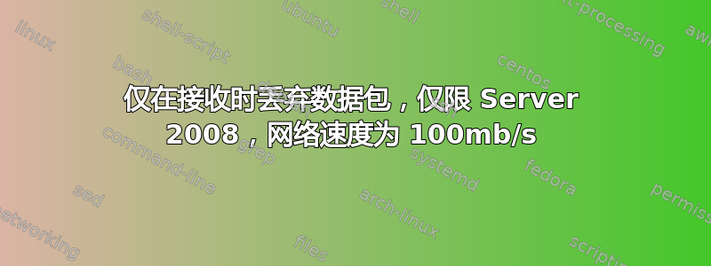 仅在接收时丢弃数据包，仅限 Server 2008，网络速度为 100mb/s