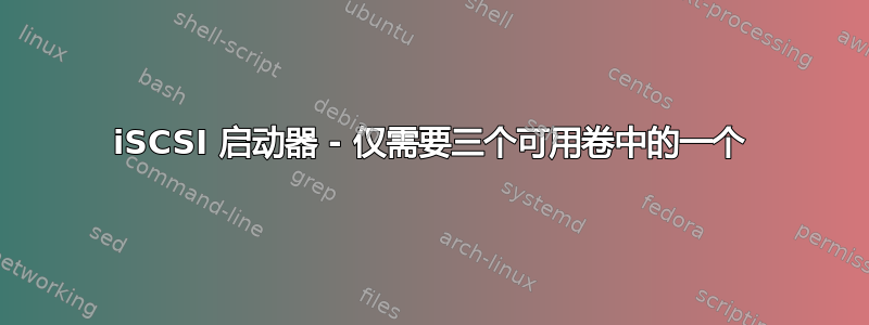 iSCSI 启动器 - 仅需要三个可用卷中的一个