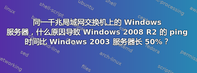 同一千兆局域网交换机上的 Windows 服务器，什么原因导致 Windows 2008 R2 的 ping 时间比 Windows 2003 服务器长 50%？