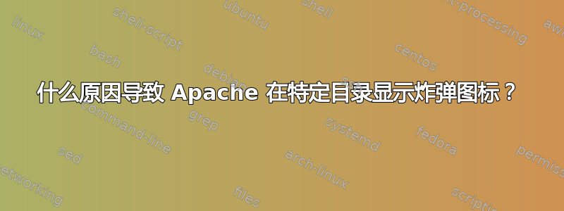 什么原因导致 Apache 在特定目录显示炸弹图标？