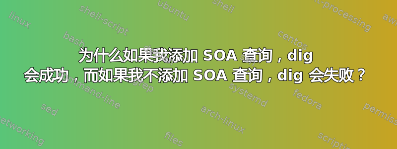 为什么如果我添加 SOA 查询，dig 会成功，而如果我不添加 SOA 查询，dig 会失败？