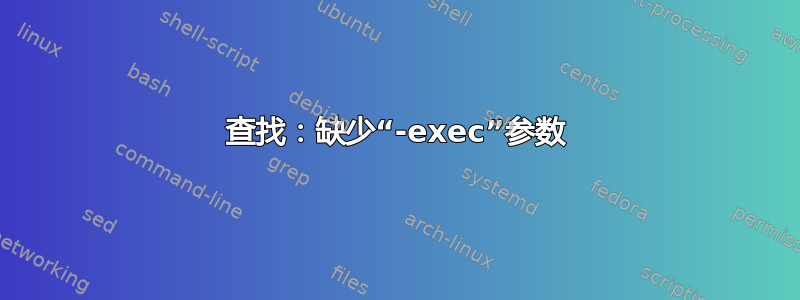 查找：缺少“-exec”参数