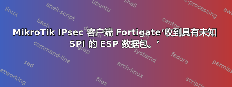 MikroTik IPsec 客户端 Fortigate‘收到具有未知 SPI 的 ESP 数据包。’