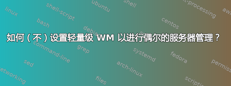 如何（不）设置轻量级 WM 以进行偶尔的服务器管理？