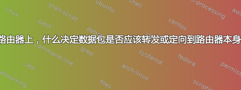 在路由器上，什么决定数据包是否应该转发或定向到路由器本身？