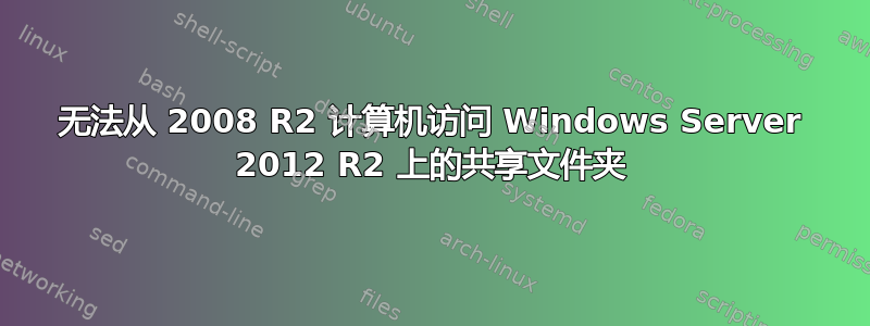 无法从 2008 R2 计算机访问 Windows Server 2012 R2 上的共享文件夹