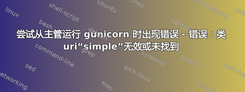 尝试从主管运行 gunicorn 时出现错误 - 错误：类 uri“simple”无效或未找到