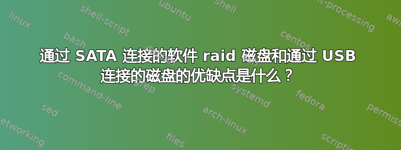 通过 SATA 连接的软件 raid 磁盘和通过 USB 连接的磁盘的优缺点是什么？