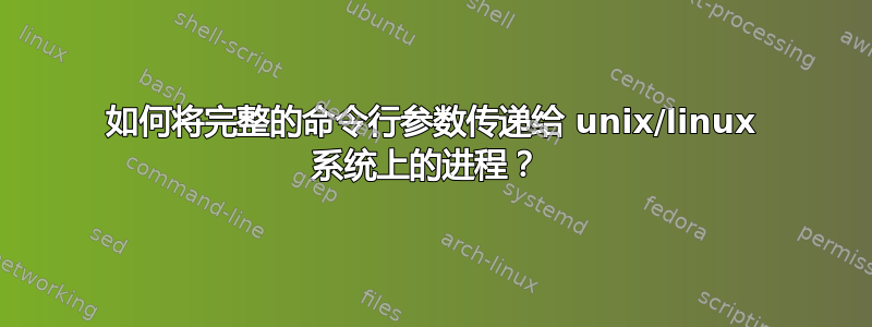 如何将完整的命令行参数传递给 unix/linux 系统上的进程？ 