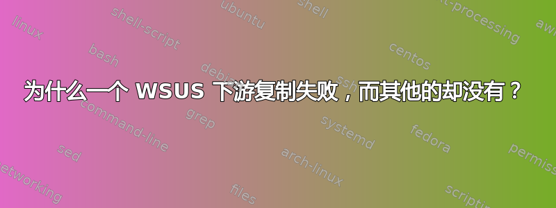 为什么一个 WSUS 下游复制失败，而其他的却没有？