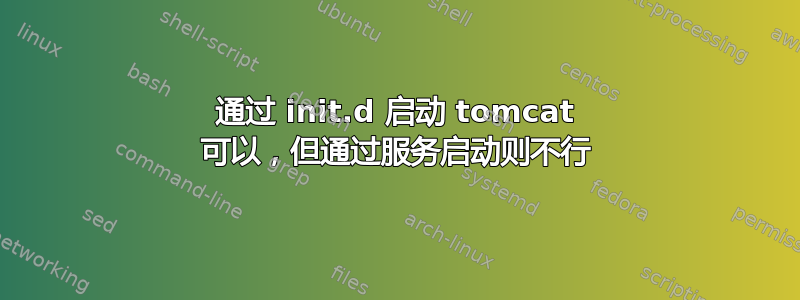 通过 init.d 启动 tomcat 可以，但通过服务启动则不行