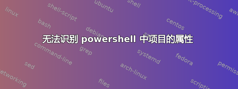 无法识别 powershell 中项目的属性