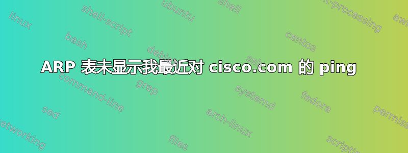 ARP 表未显示我最近对 ​​cisco.com 的 ping 