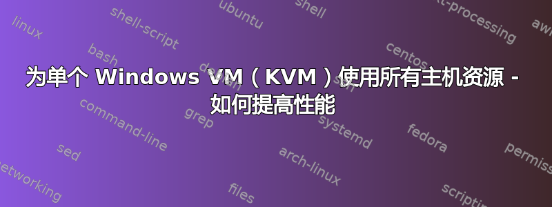 为单个 Windows VM（KVM）使用所有主机资源 - 如何提高性能