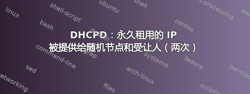 DHCPD：永久租用的 IP 被提供给随机节点和受让人（两次）