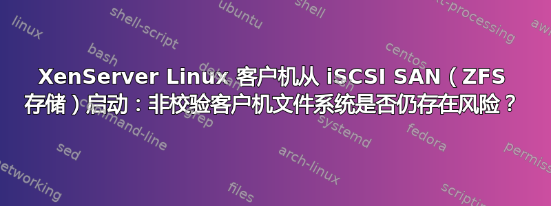 XenServer Linux 客户机从 iSCSI SAN（ZFS 存储）启动：非校验客户机文件系统是否仍存在风险？