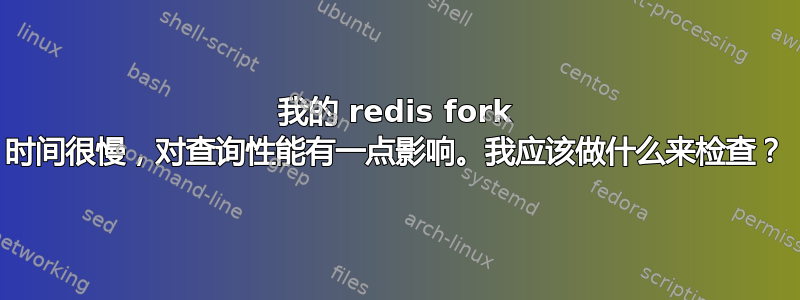 我的 redis fork 时间很慢，对查询性能有一点影响。我应该做什么来检查？