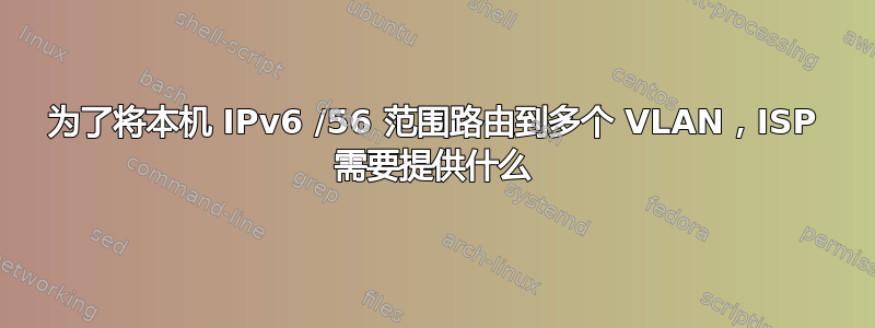 为了将本机 IPv6 /56 范围路由到多个 VLAN，ISP 需要提供什么