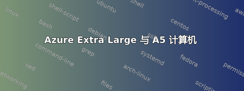 Azure Extra Large 与 A5 计算机