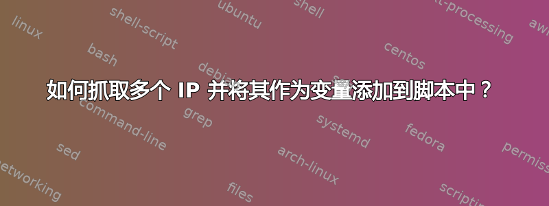 如何抓取多个 IP 并将其作为变量添加到脚本中？