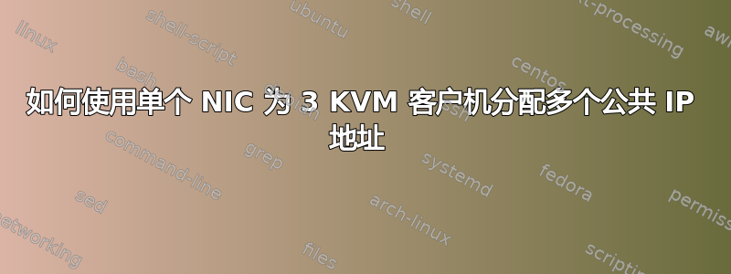 如何使用单个 NIC 为 3 KVM 客户机分配多个公共 IP 地址 