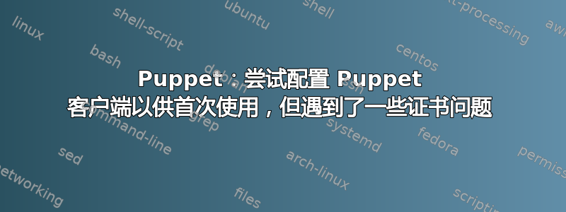 Puppet：尝试配置 Puppet 客户端以供首次使用，但遇到了一些证书问题