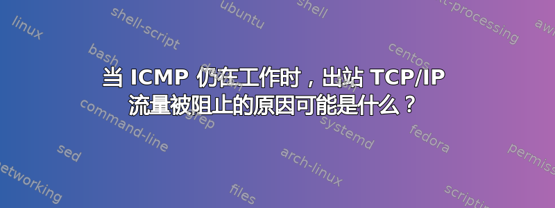 当 ICMP 仍在工作时，出站 TCP/IP 流量被阻止的原因可能是什么？