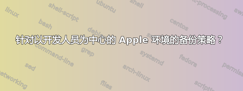 针对以开发人员为中心的 Apple 环境的备份策略？