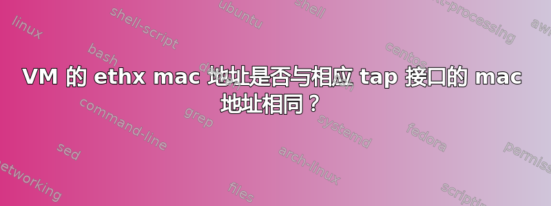 VM 的 ethx mac 地址是否与相应 tap 接口的 mac 地址相同？