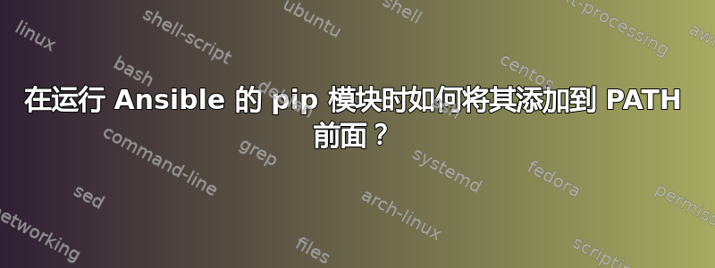 在运行 Ansible 的 pip 模块时如何将其添加到 PATH 前面？