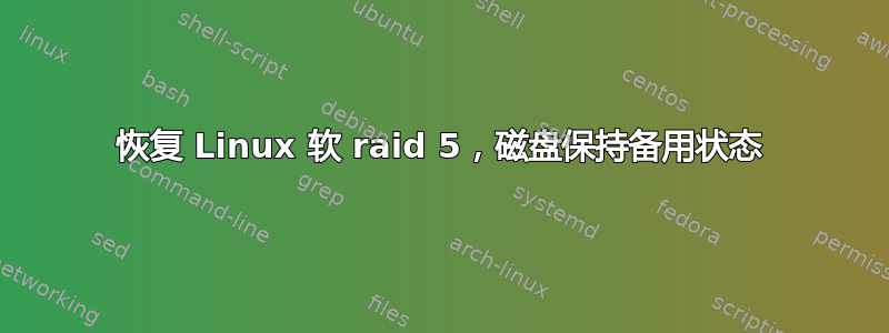 恢复 Linux 软 raid 5，磁盘保持备用状态