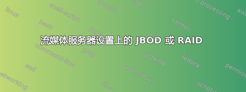 流媒体服务器设置上的 JBOD 或 RAID