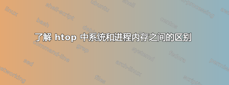 了解 htop 中系统和进程内存之间的区别