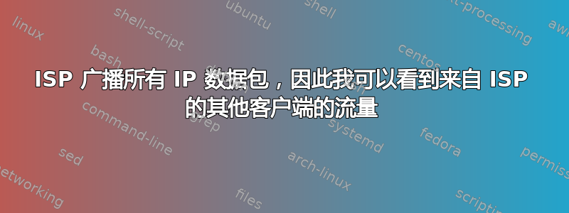 ISP 广播所有 IP 数据包，因此我可以看到来自 ISP 的其他客户端的流量