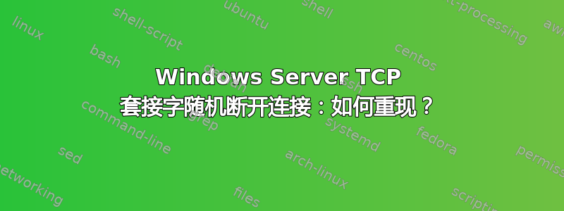 Windows Server TCP 套接字随机断开连接：如何重现？